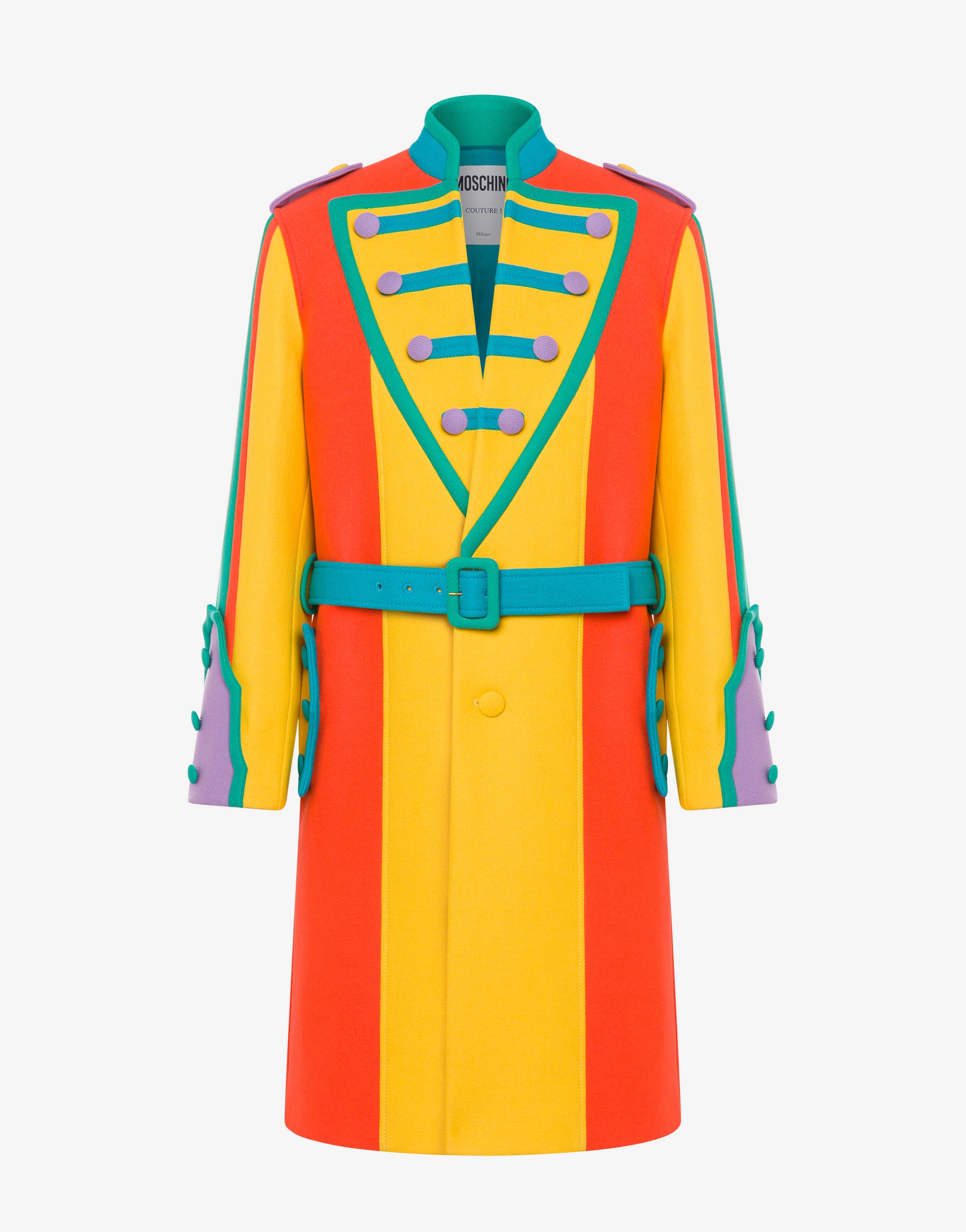 COLOUR-BLOCK WOOL CLOTH COAT - 1