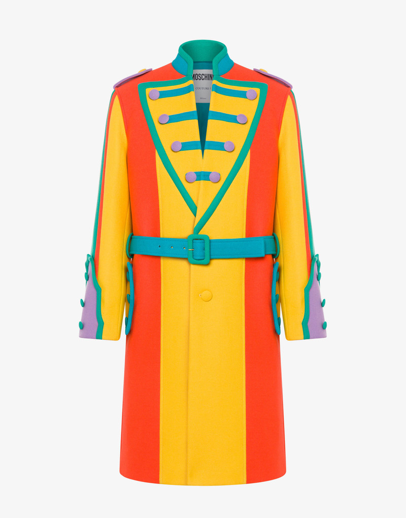 COLOUR-BLOCK WOOL CLOTH COAT 1