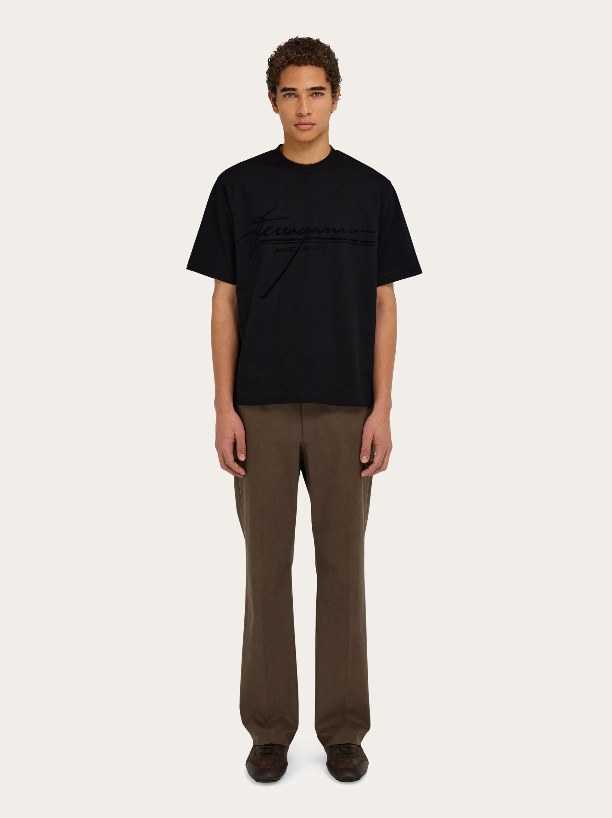 Crew neck T-shirt with printed signature - 5