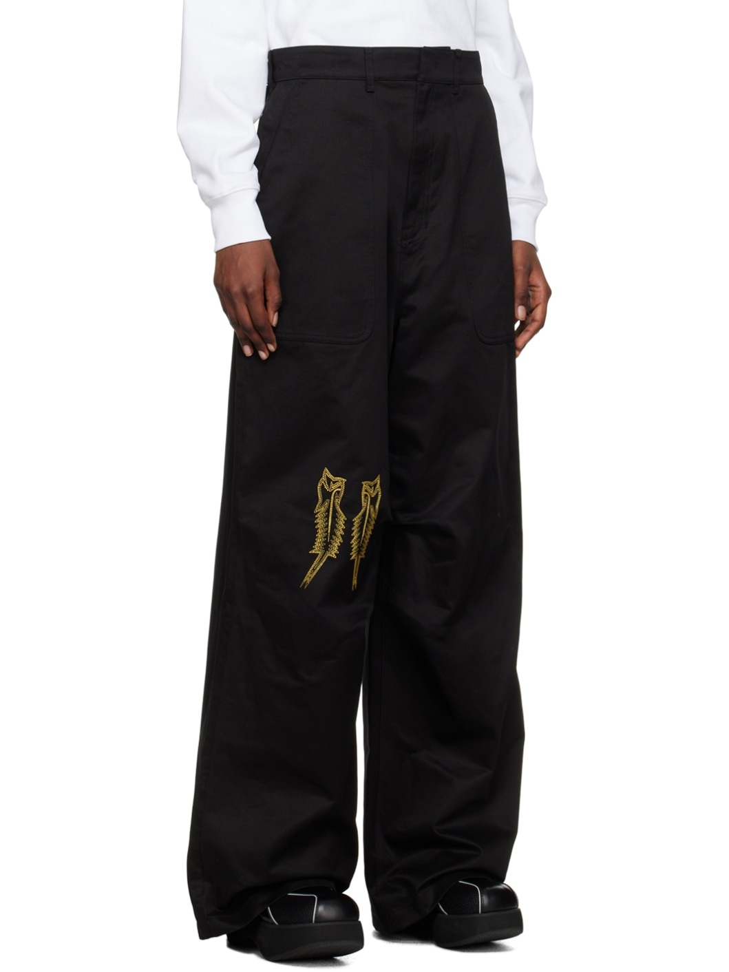 Black Embroidered Trousers - 2