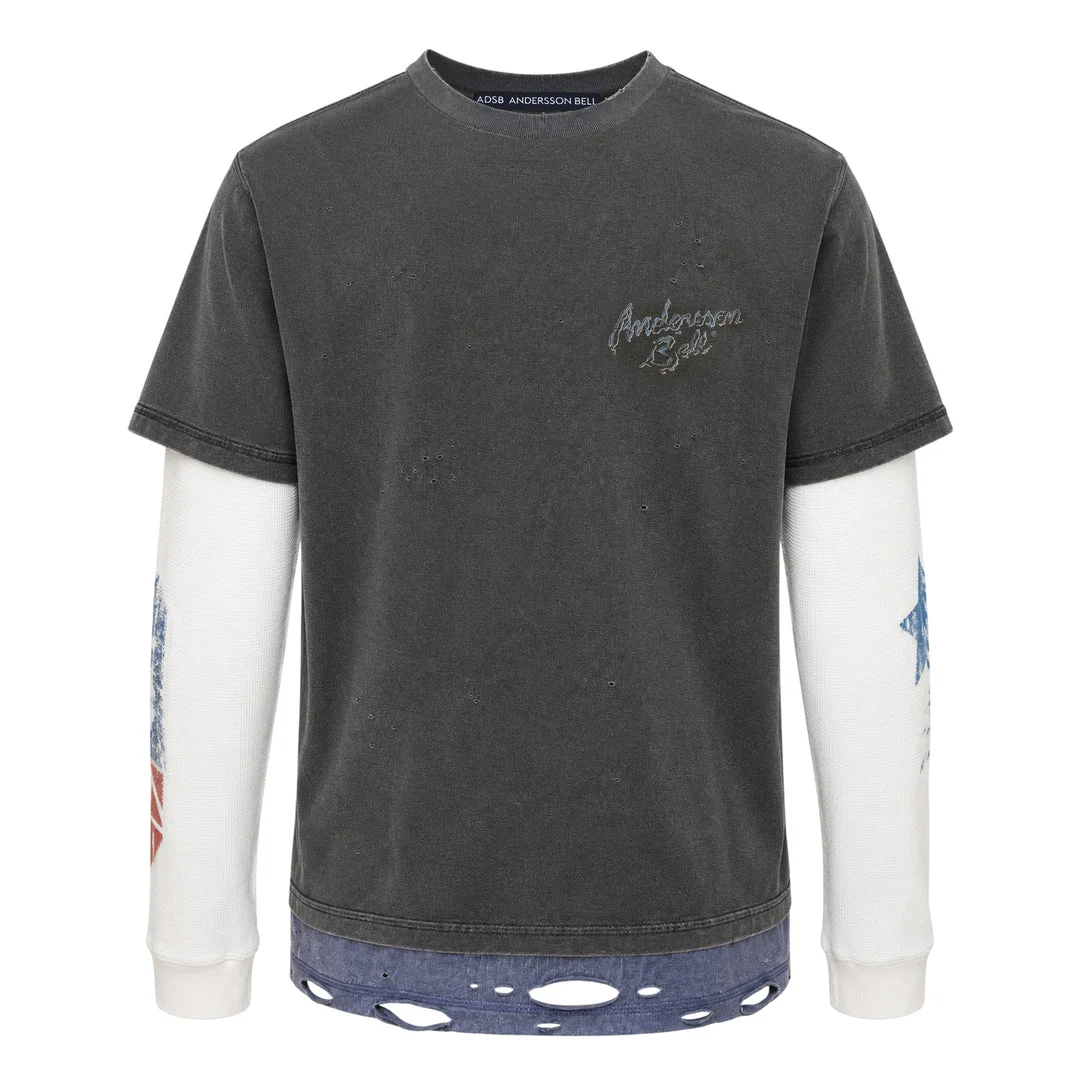 Distressed Layered Long Sleeve Tee - 1