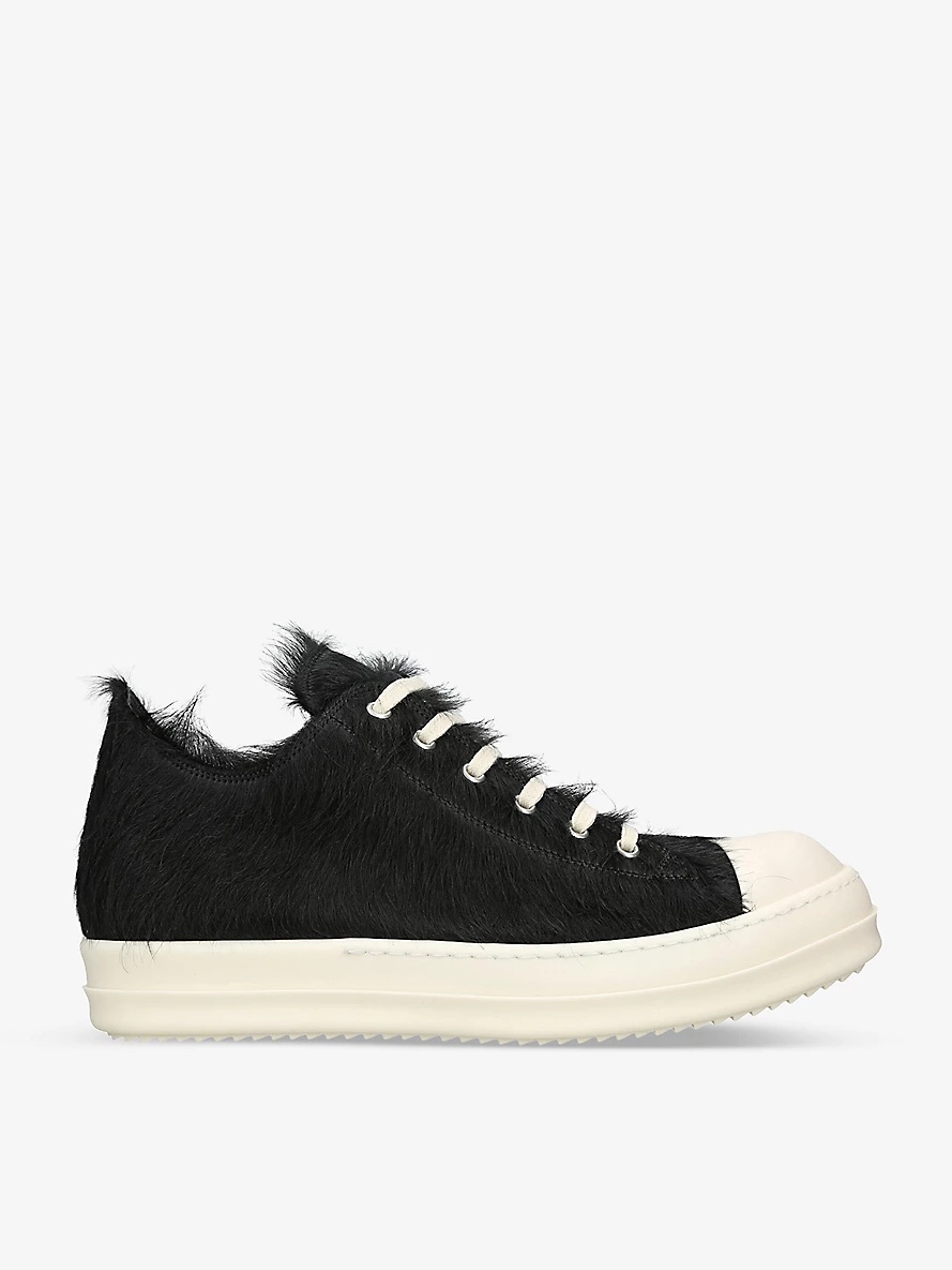 Serrated-sole pony-hair low-top trainers - 1