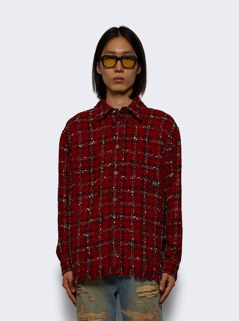 AMIRI Tweed Flannel Overshirt Red Rose outlook