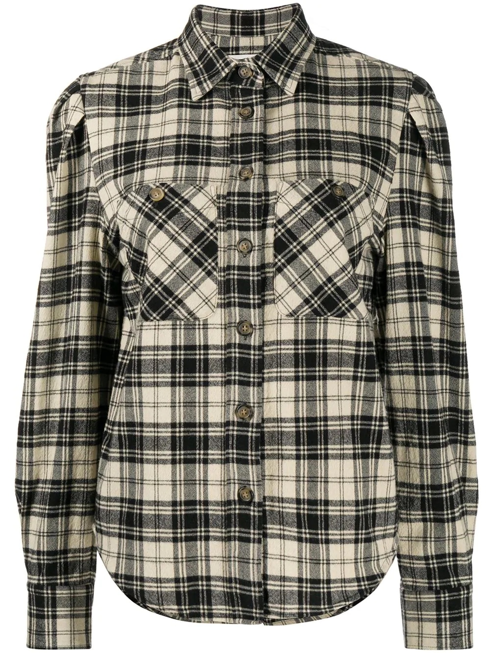 plaid print panelled shirt - 1