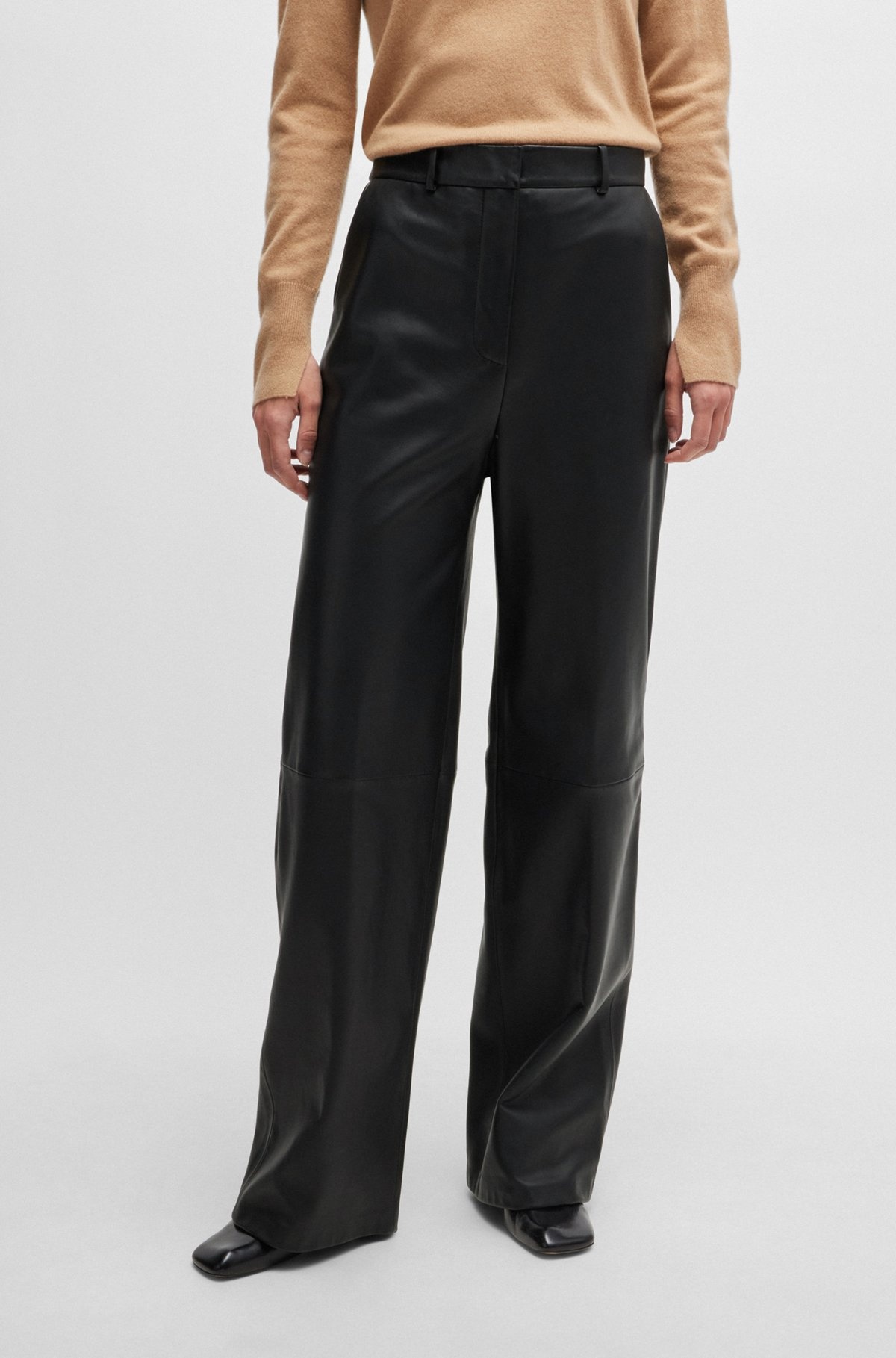LEATHER TROUSERS WITH PANELED LEG DETAIL - 2