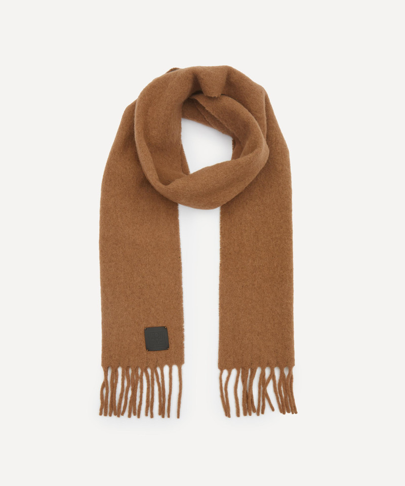 Fringed Leather Patch Scarf - 1