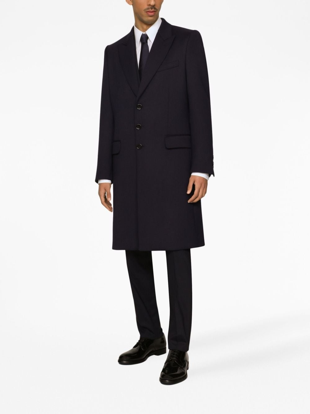 peak-lapels single-breasted coat - 3