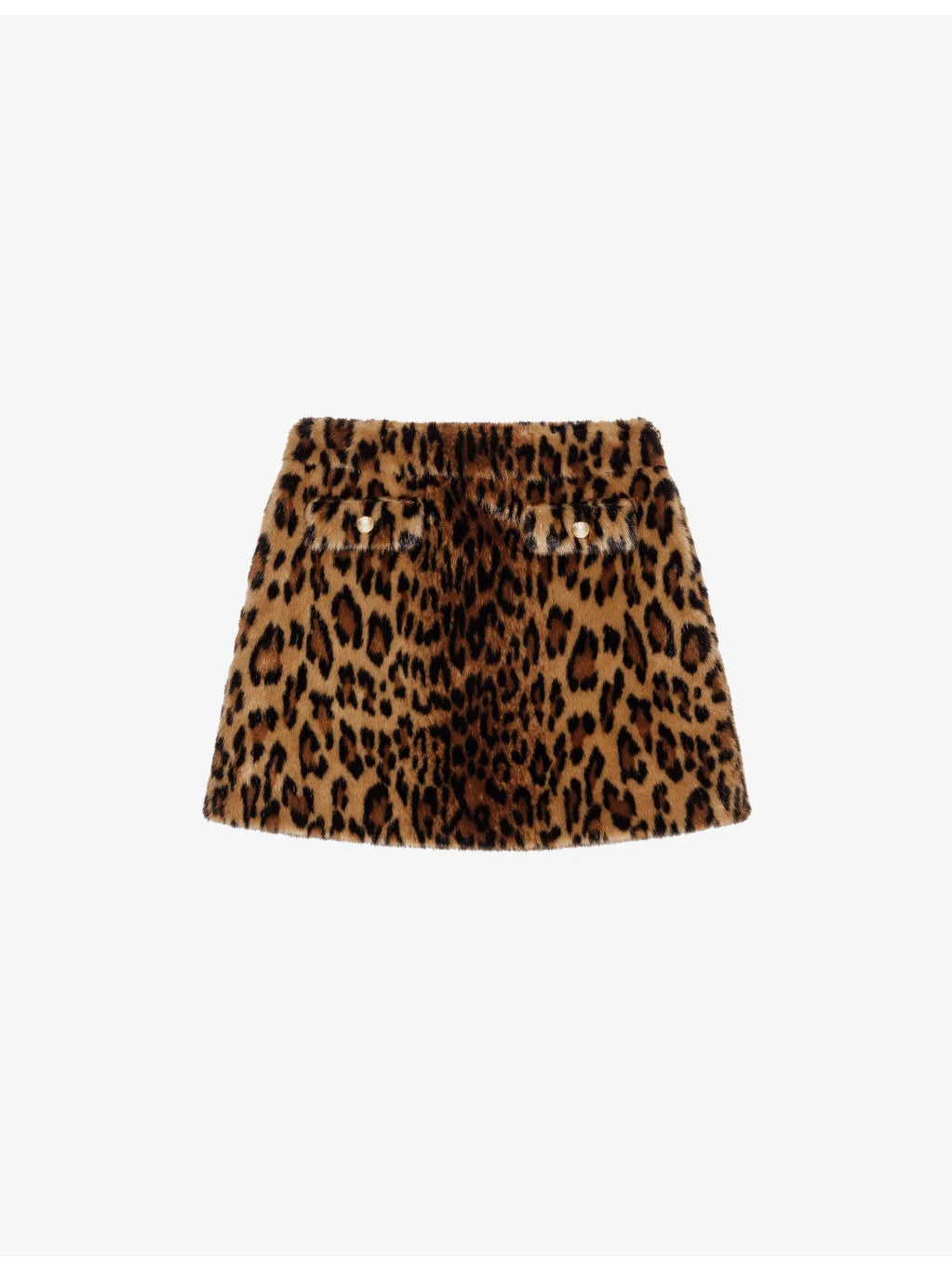 Leopard-Print Faux-Fur Mini Skirt - 1