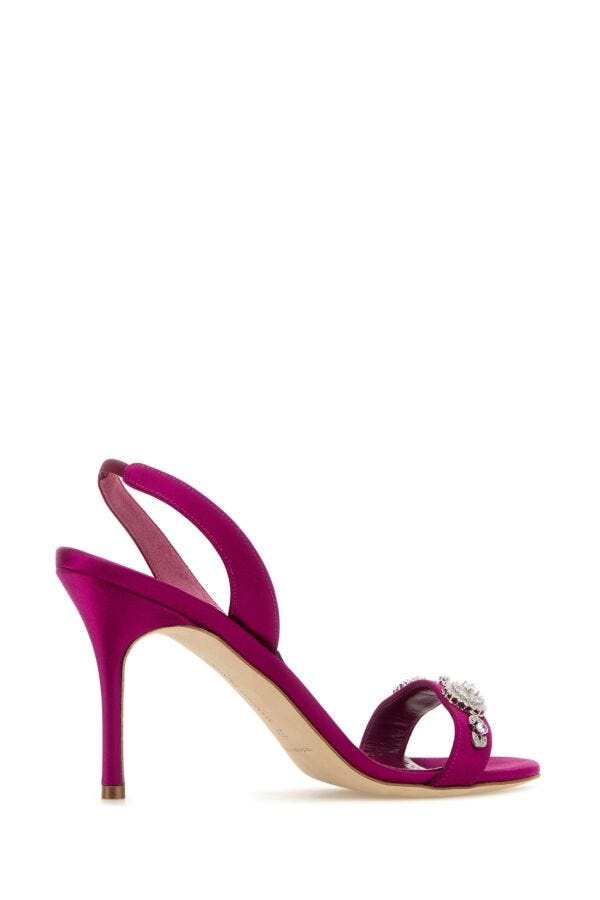 Fuchsia satin Lamisan sandals - 3