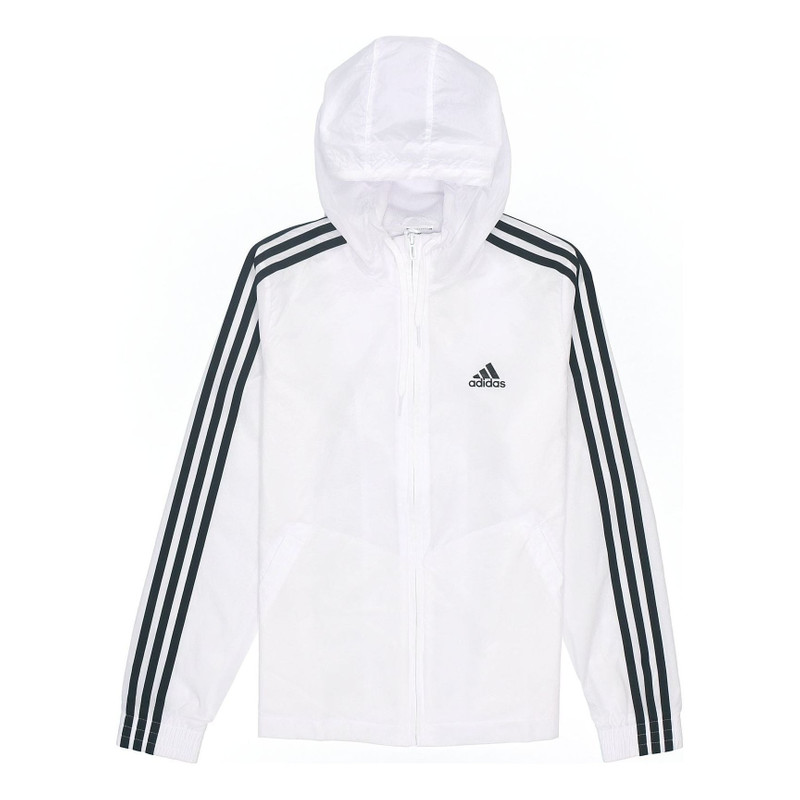 (WMNS) adidas Essentials 3-Stripes Windbreaker Asia Sizing 'White Black' H10243 1
