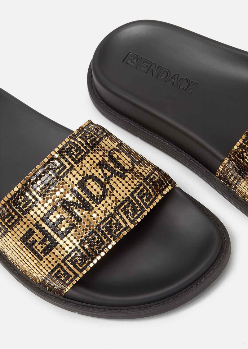 FENDI Fendace Logo Metal Mesh Sliders outlook