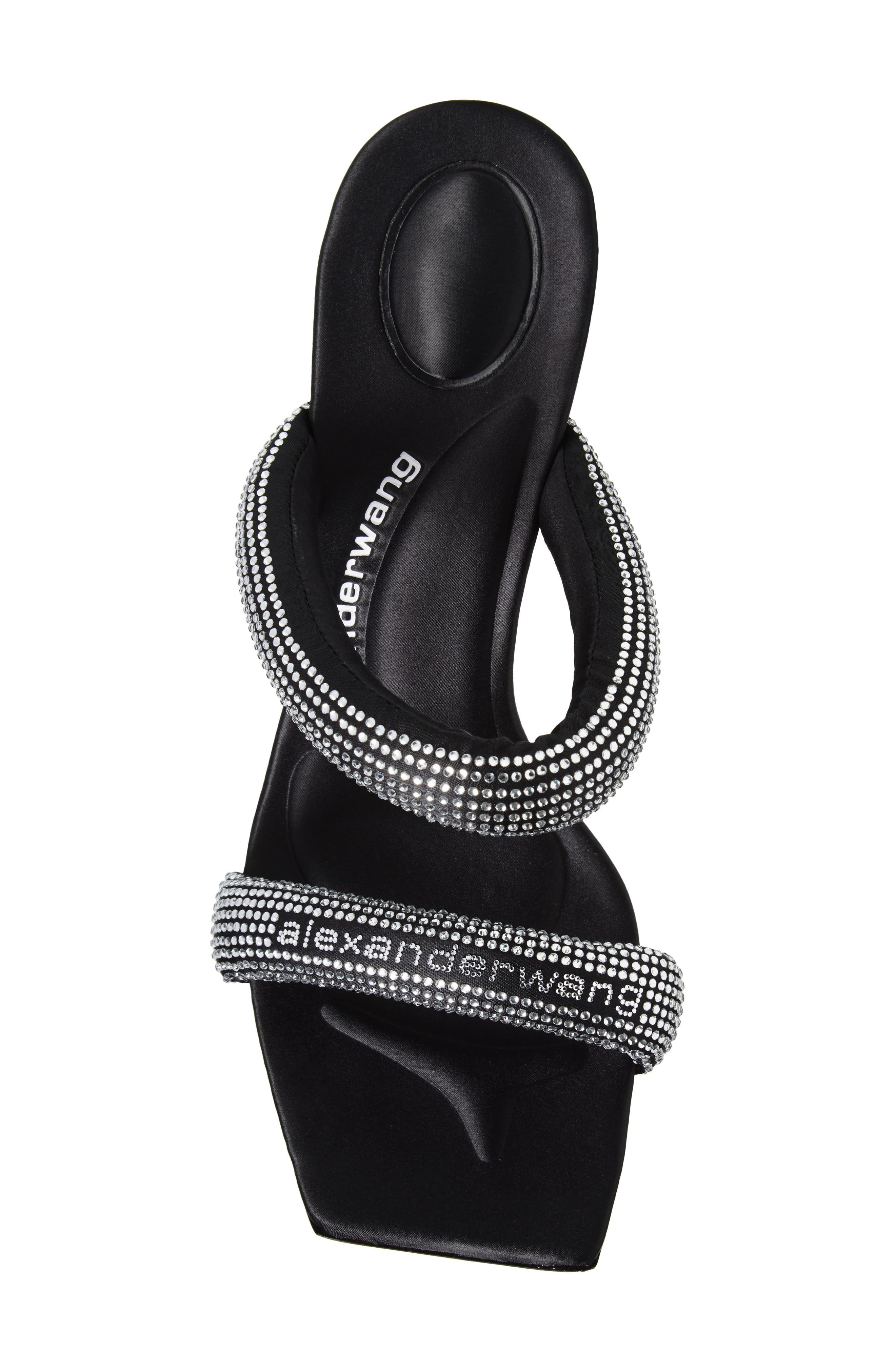 Alexander Wang Julie Tubular Crystal Embellished Slide Sandal in Black/Silver at Nordstrom - 5