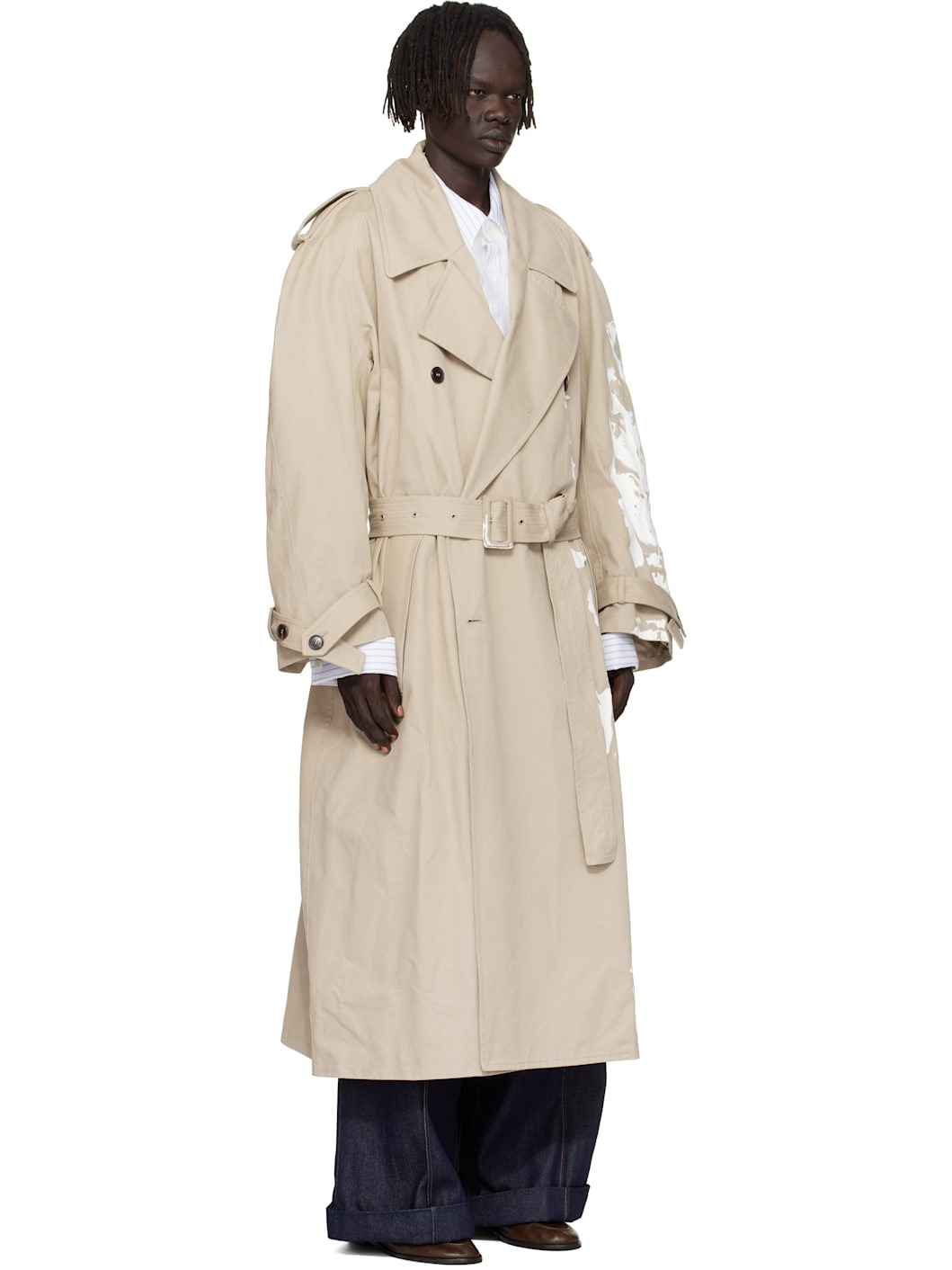 Beige Painted Trench Coat - 2