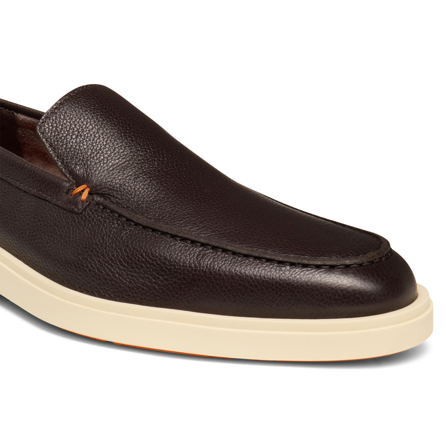 Men's dark brown tumbled leather loafer - 5