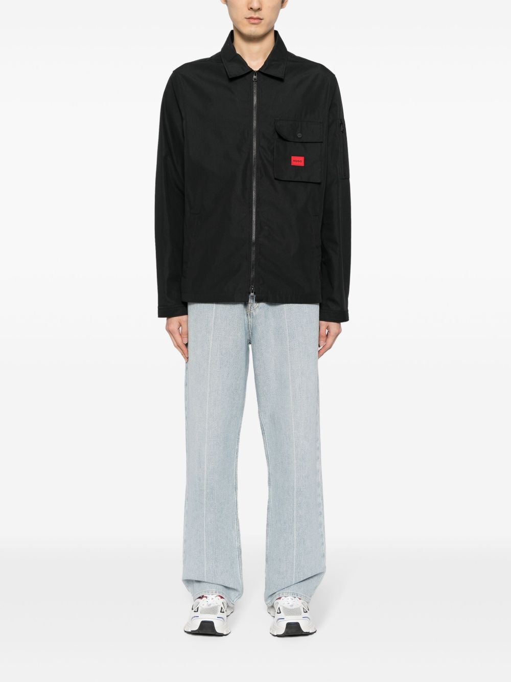 logo-appliqué shirt jacket - 2
