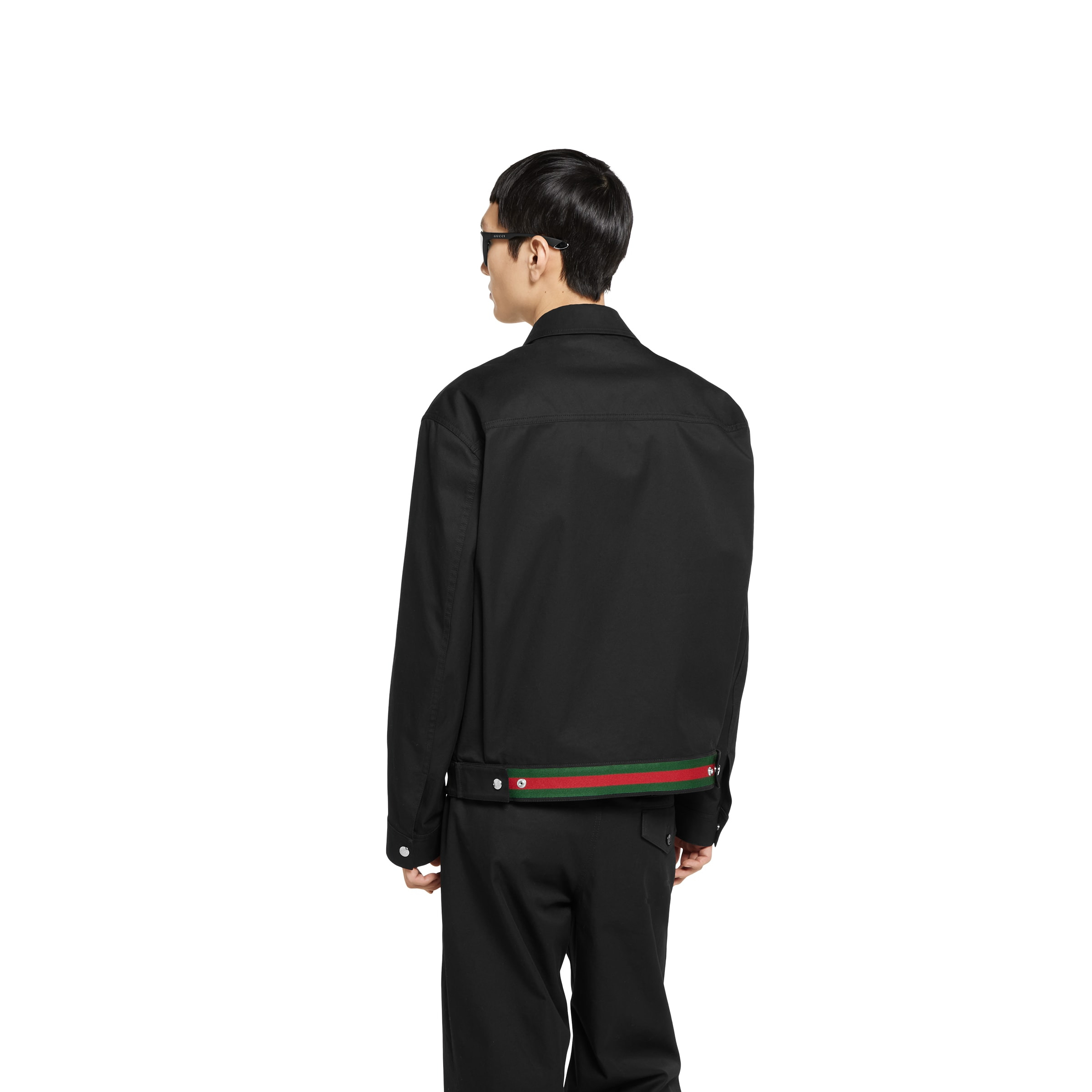 Cotton twill jacket with Web detail - 4