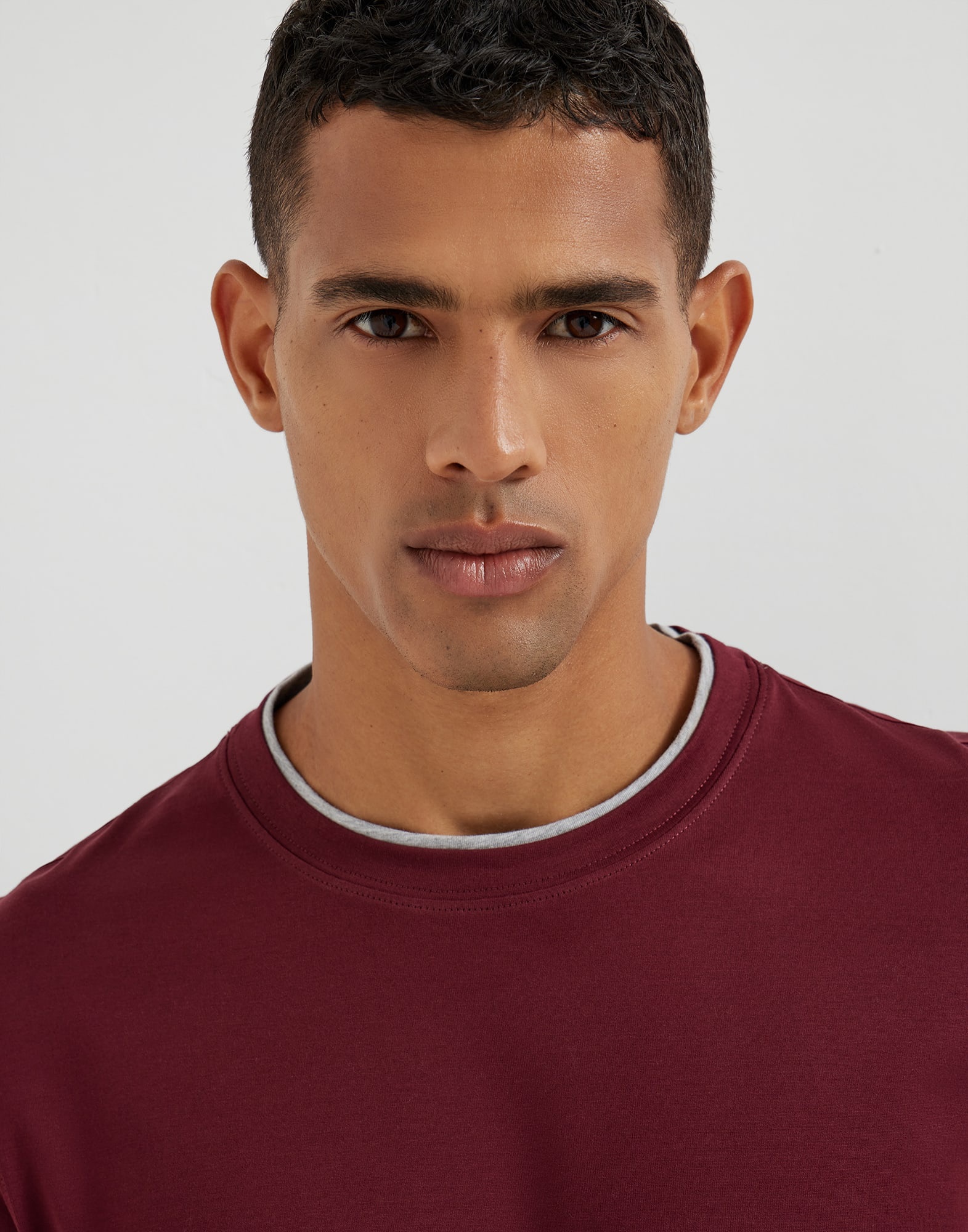 Cotton jersey crew neck T-shirt with faux-layering - 3