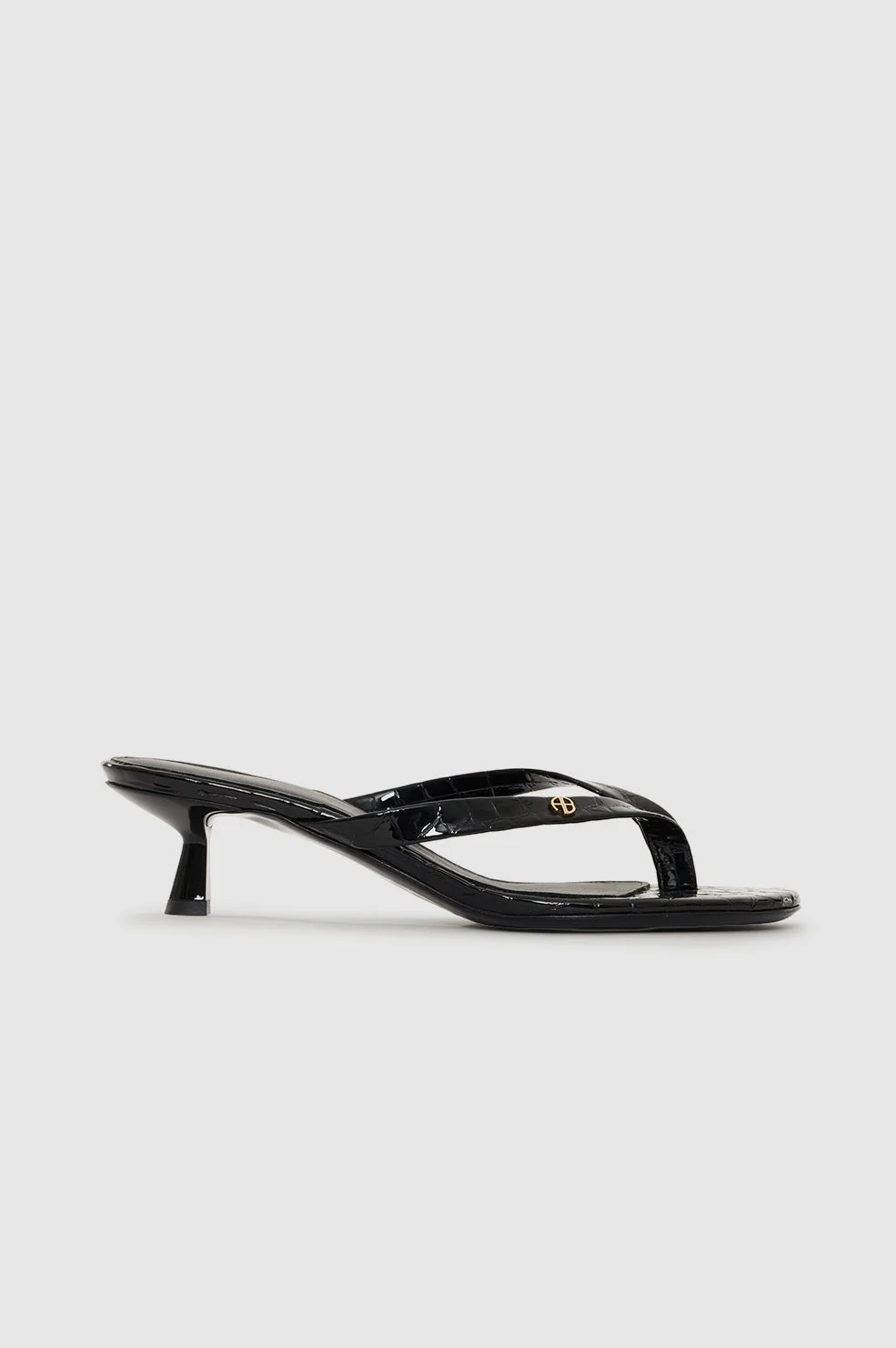 Noelle Thong Heels - Embossed Black - 1