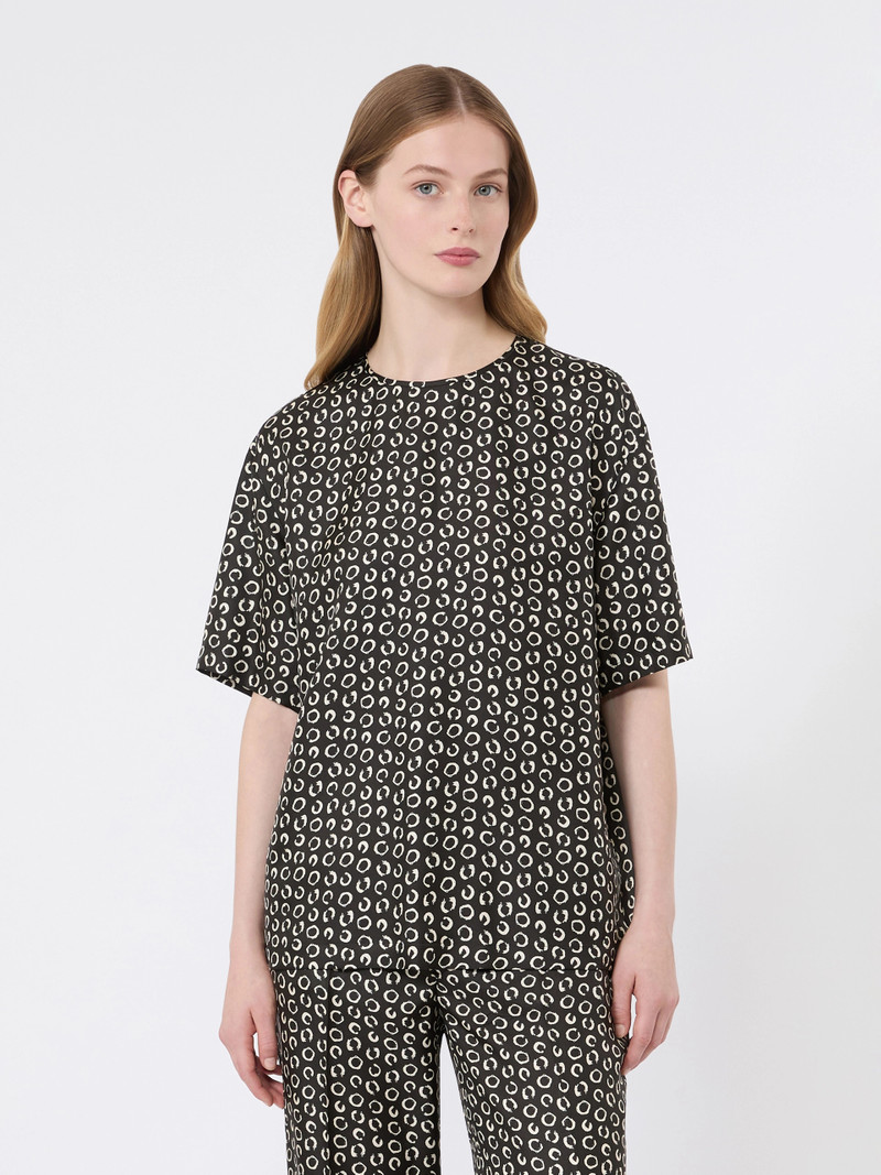 MAMBO Printed silk blouse - BLACK WHITE 3