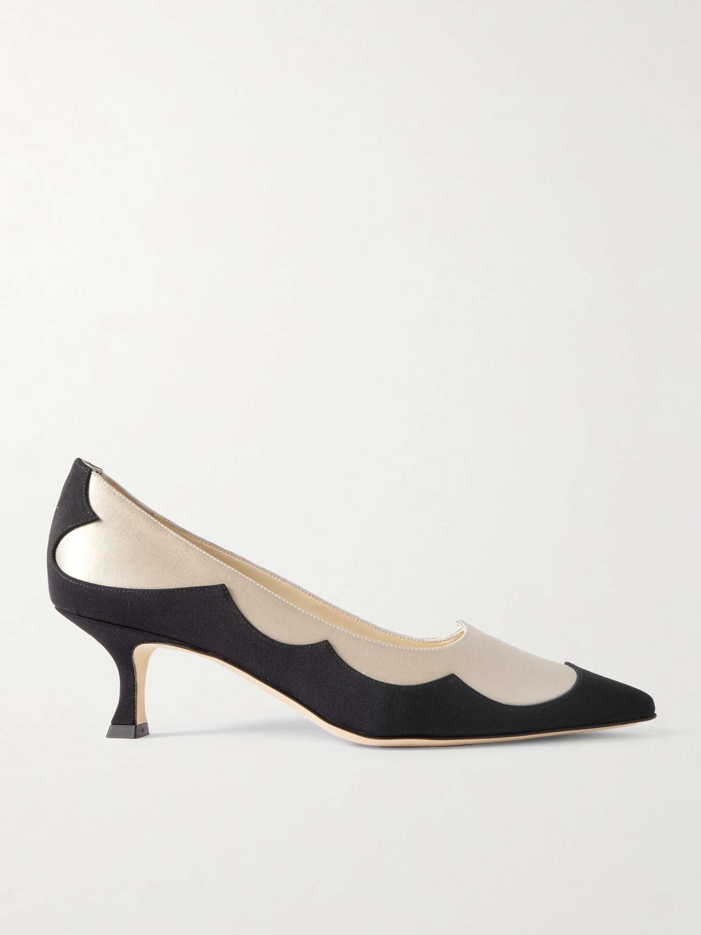 Fabraka 50 crepe-trimmed satin point-toe pumps - 1