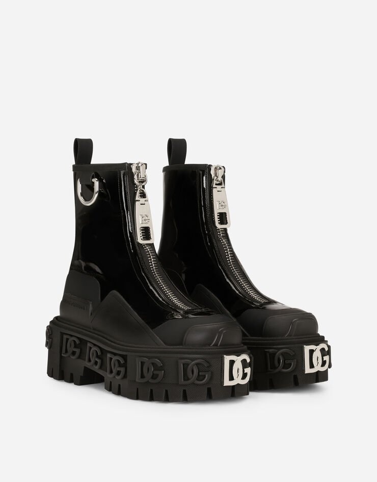 Rubberized calfskin and patent leather ankle boots with DG logo - 2