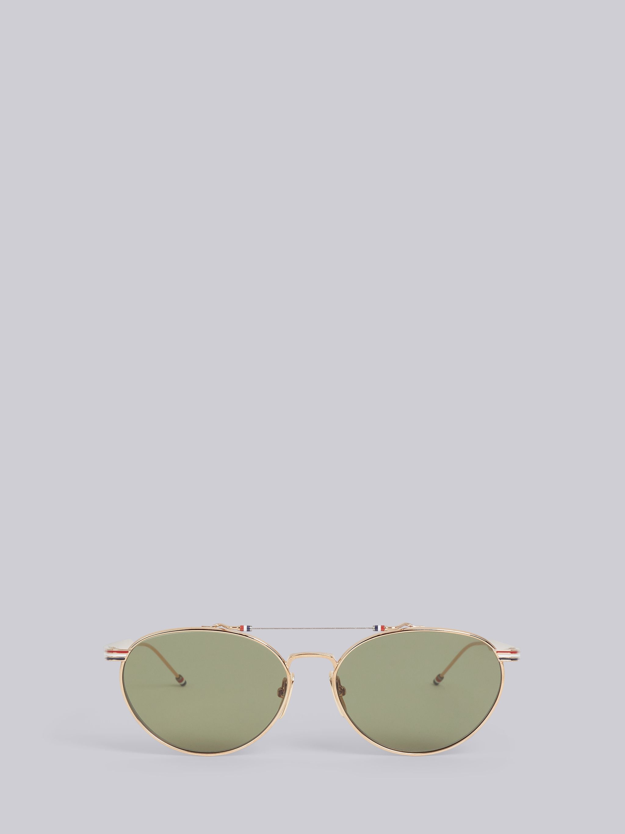 TB919 - White Gold Oval Aviator Sunglasses - 1