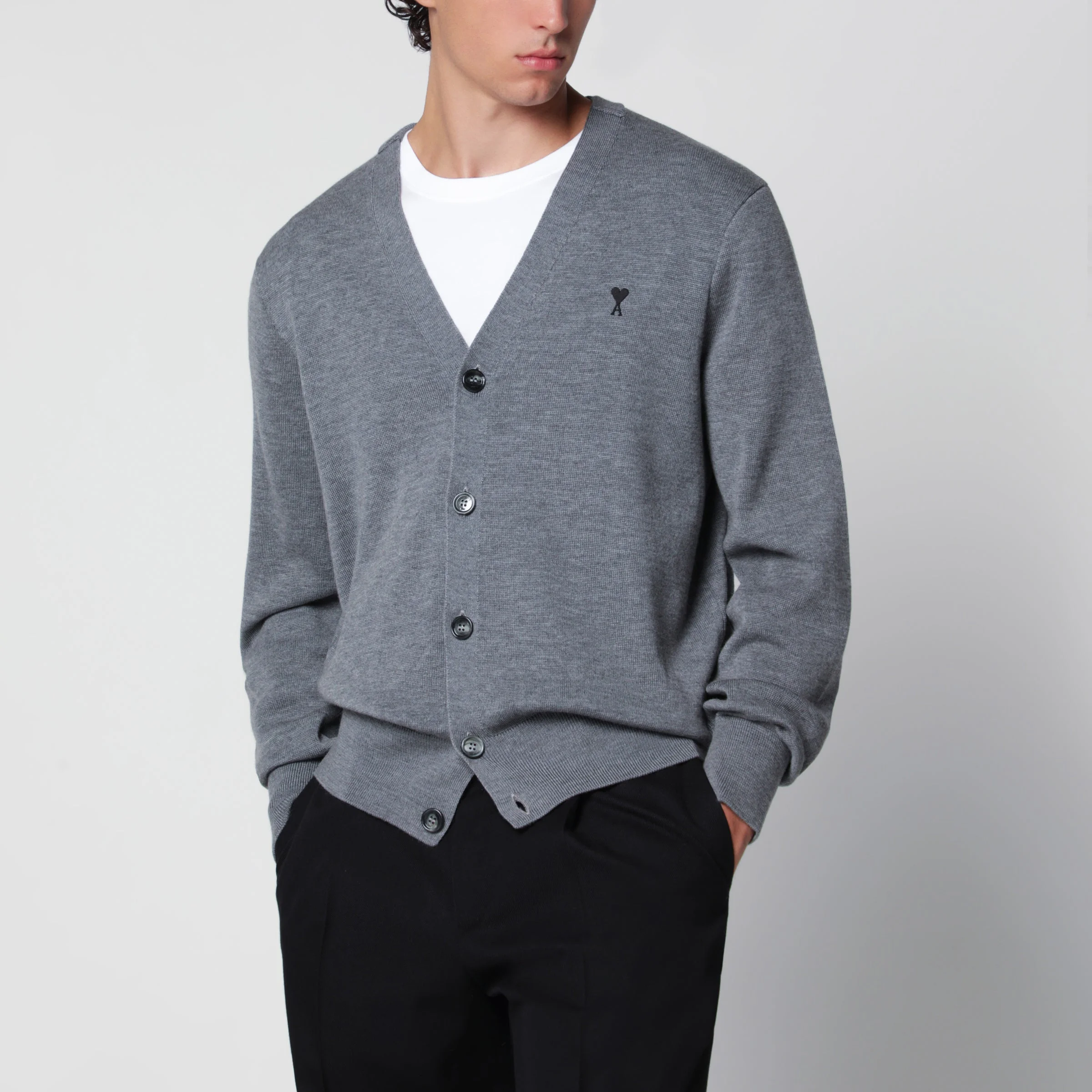 Grey Ami de Coeur cardigan in wool - 1