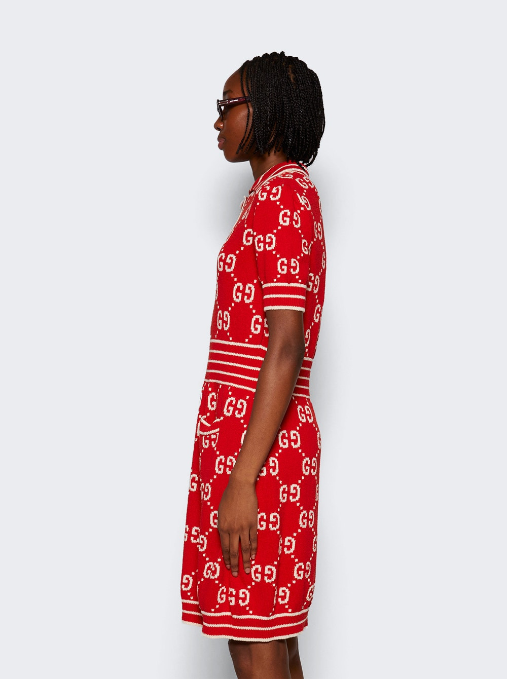 Jacquard Polo Dress Red - 4