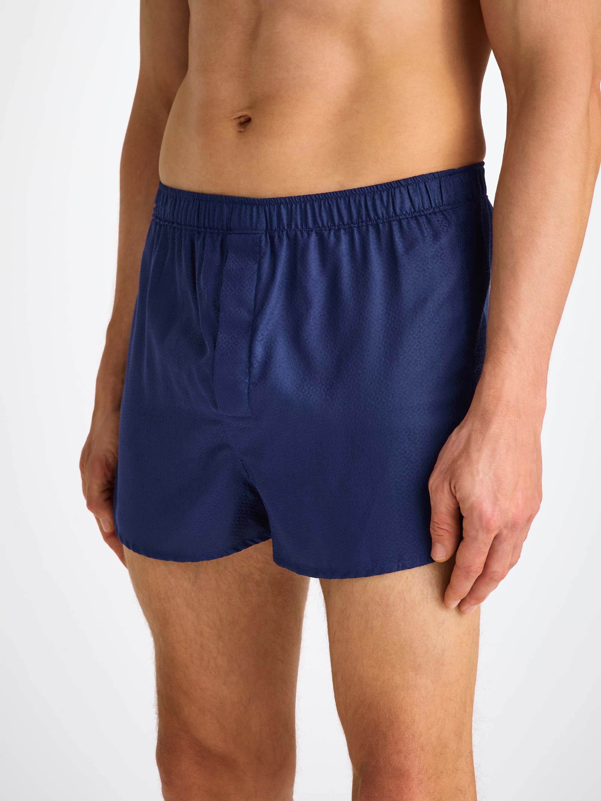 Men's Modern Fit Boxers Lombard 6 Cotton Jacquard Navy - 3