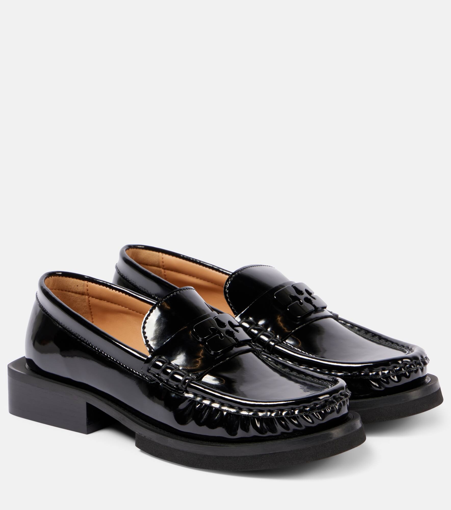 Logo faux leather loafers - 1