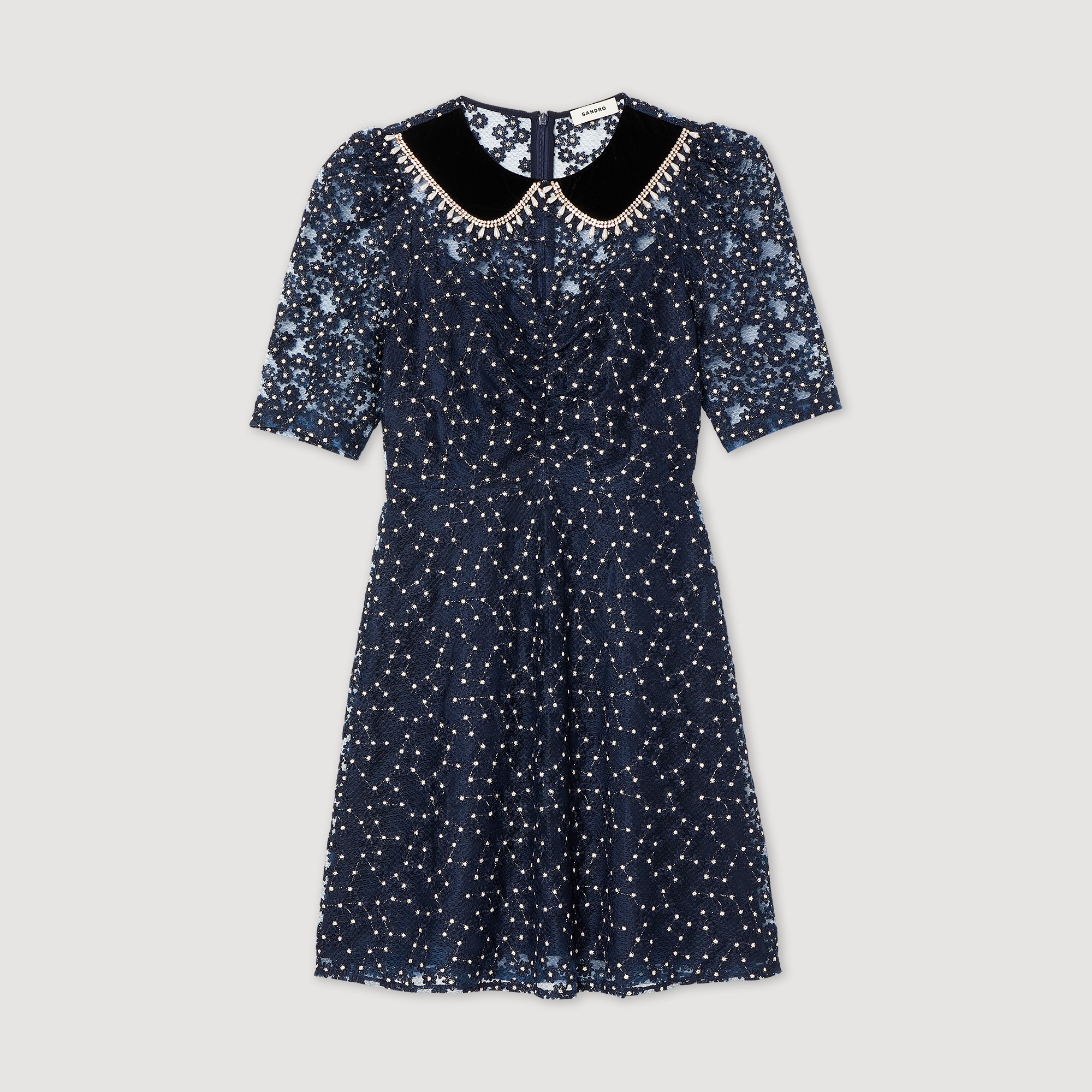 Short dress with Peter Pan collar - 1