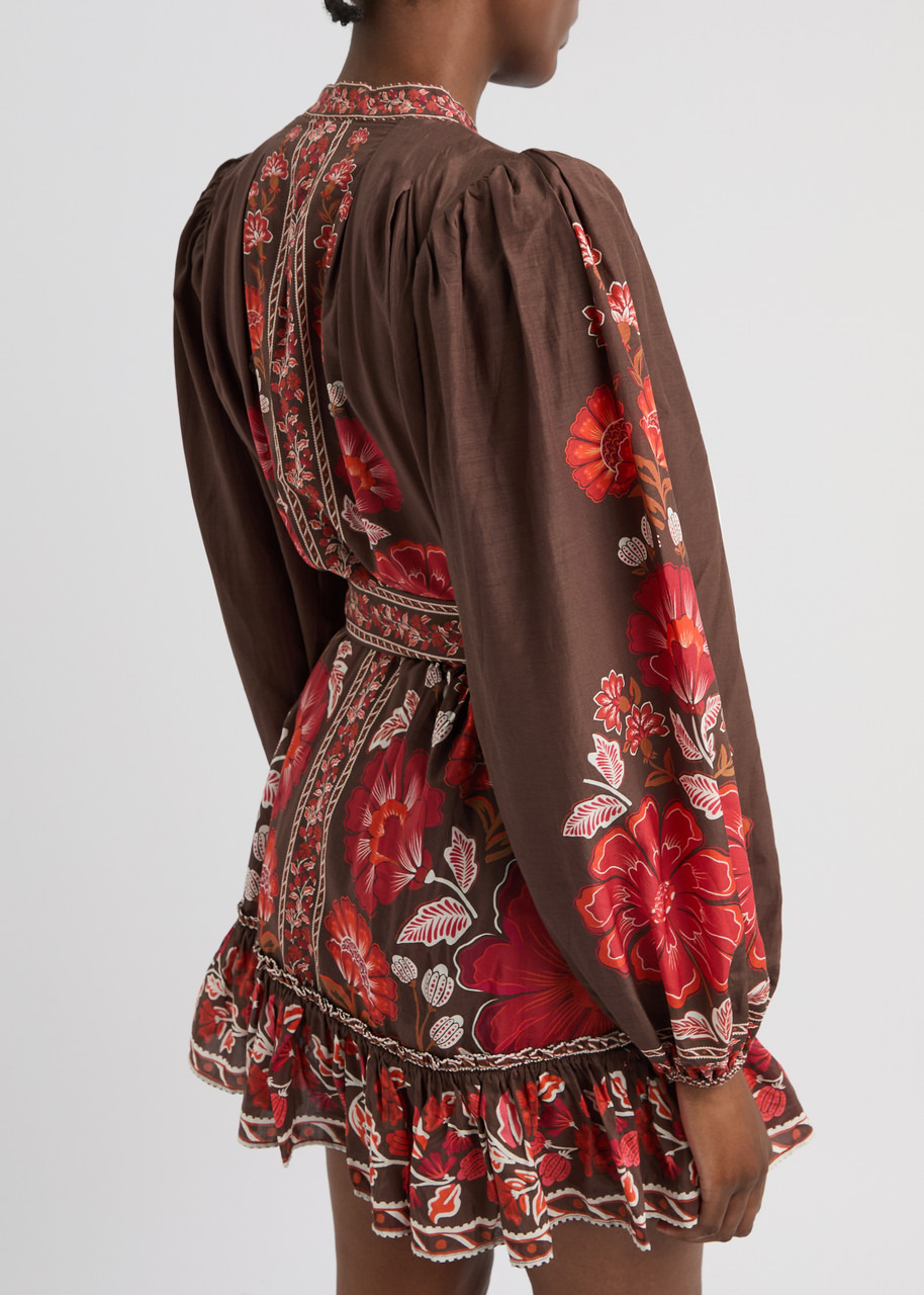 Farm Rio Gigi Floral-print Cotton-blend Mini Dress - 3