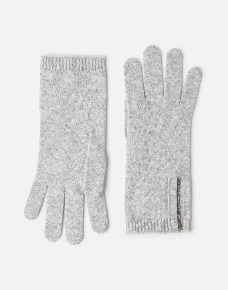 Cashmere knit gloves with monili 1