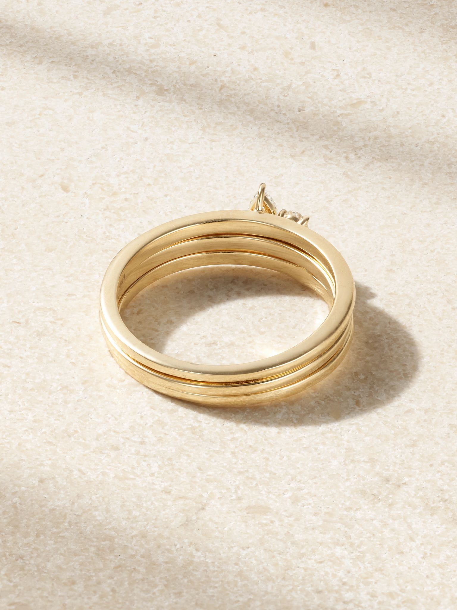 Set of three 14-karat gold diamond rings Gold - 3