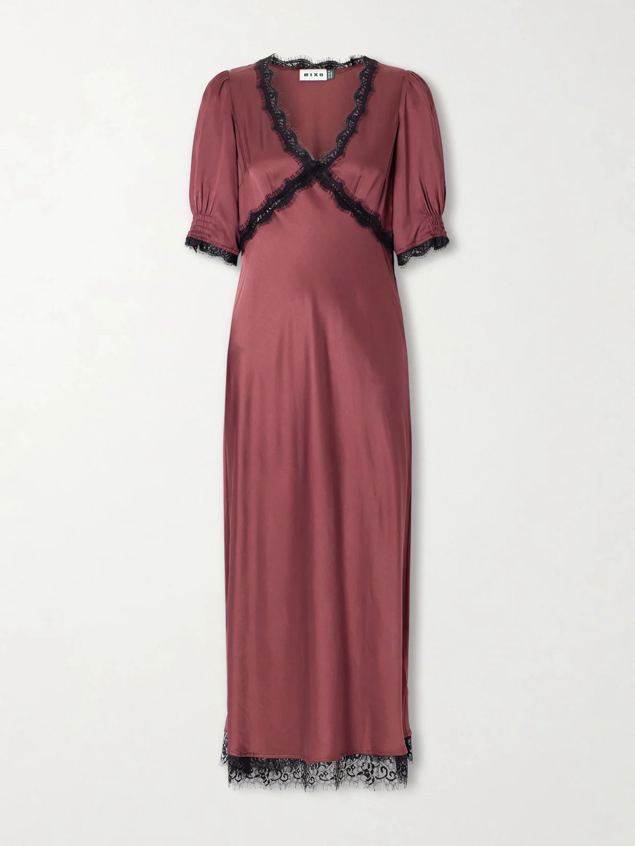 Annina Lace-trimmed Satin Midi Dress - 1