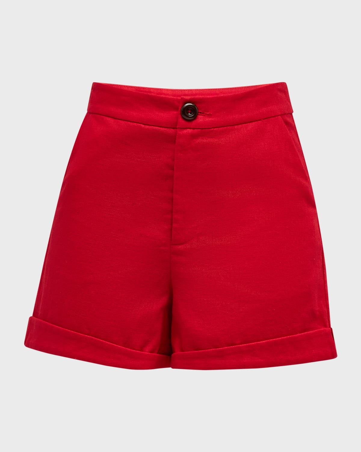 Como Cuffed High-Rise Linen Cotton Shorts - 1