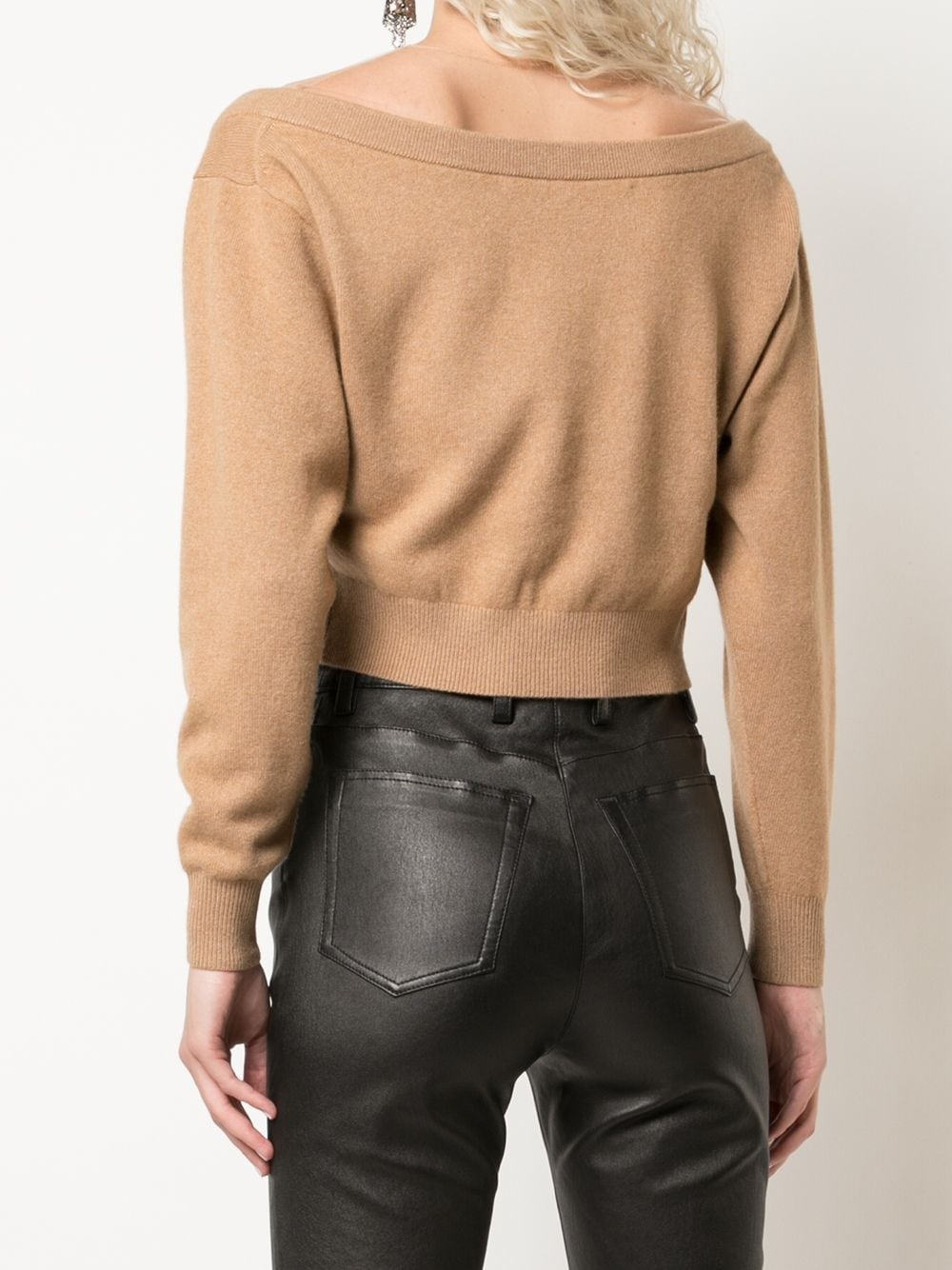 draped neck cropped jumper - 4