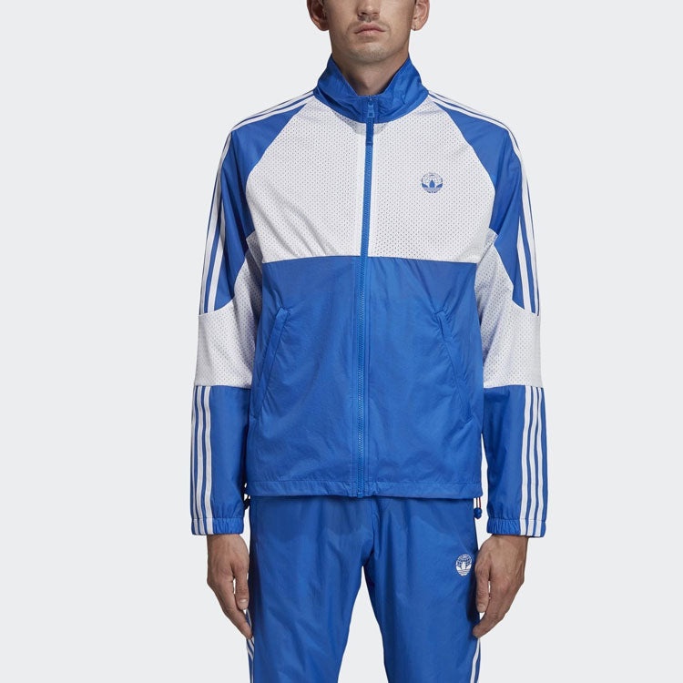 adidas originals x Oyster Track Crossover Splicing Contrasting Colors Stripe Sports Stand Collar Jac - 3