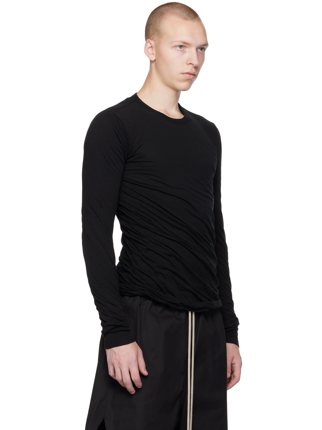 Black Rib Long Sleeve T-Shirt - 2