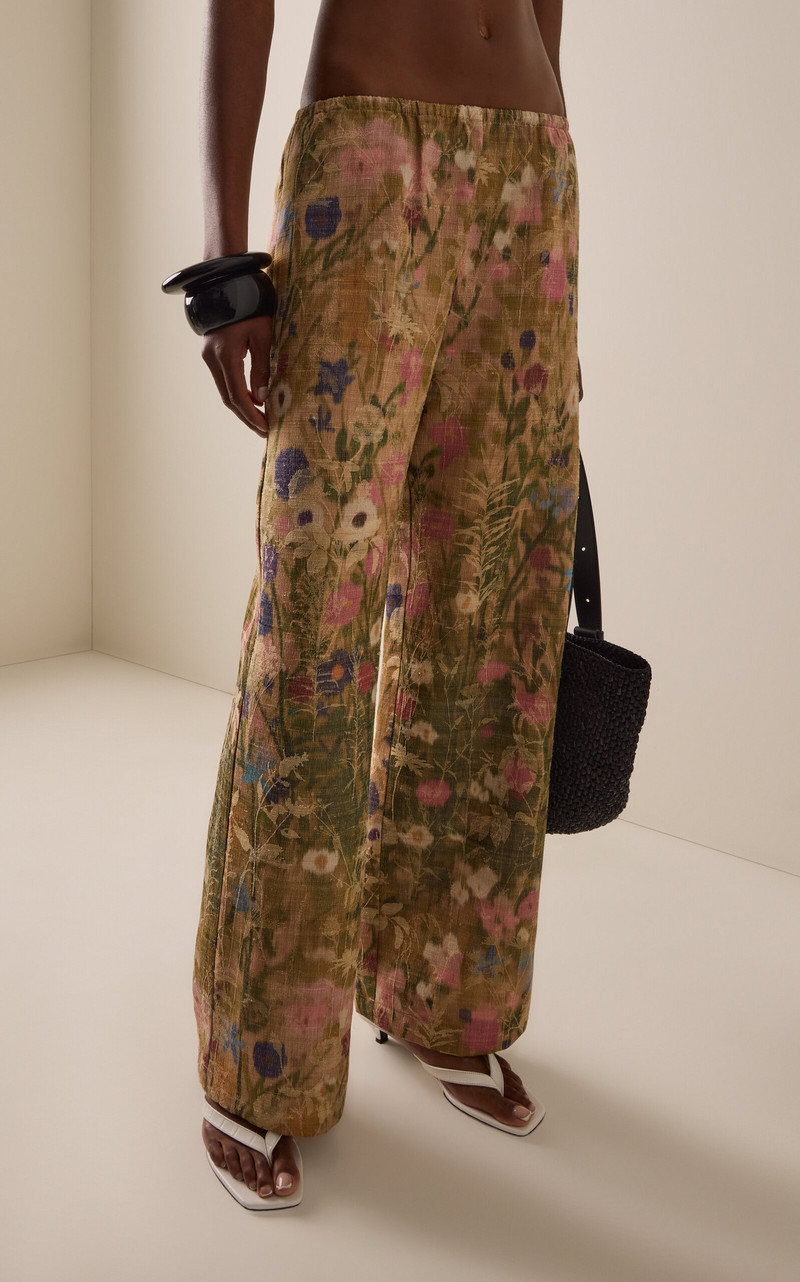 Pam Floral Silk Jacquard Wide-Leg Pants 3
