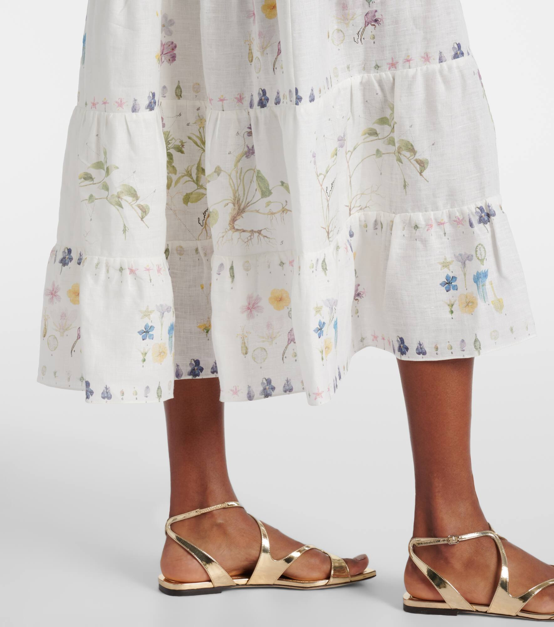 Floral printed tiered linen shirt dress - 6