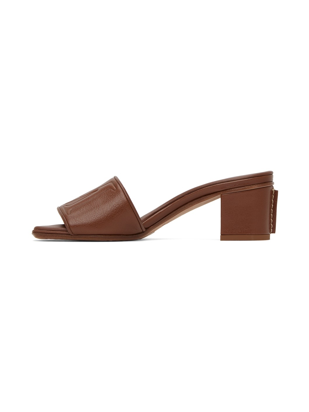 Brown Embossed Heeled Sandals - 3