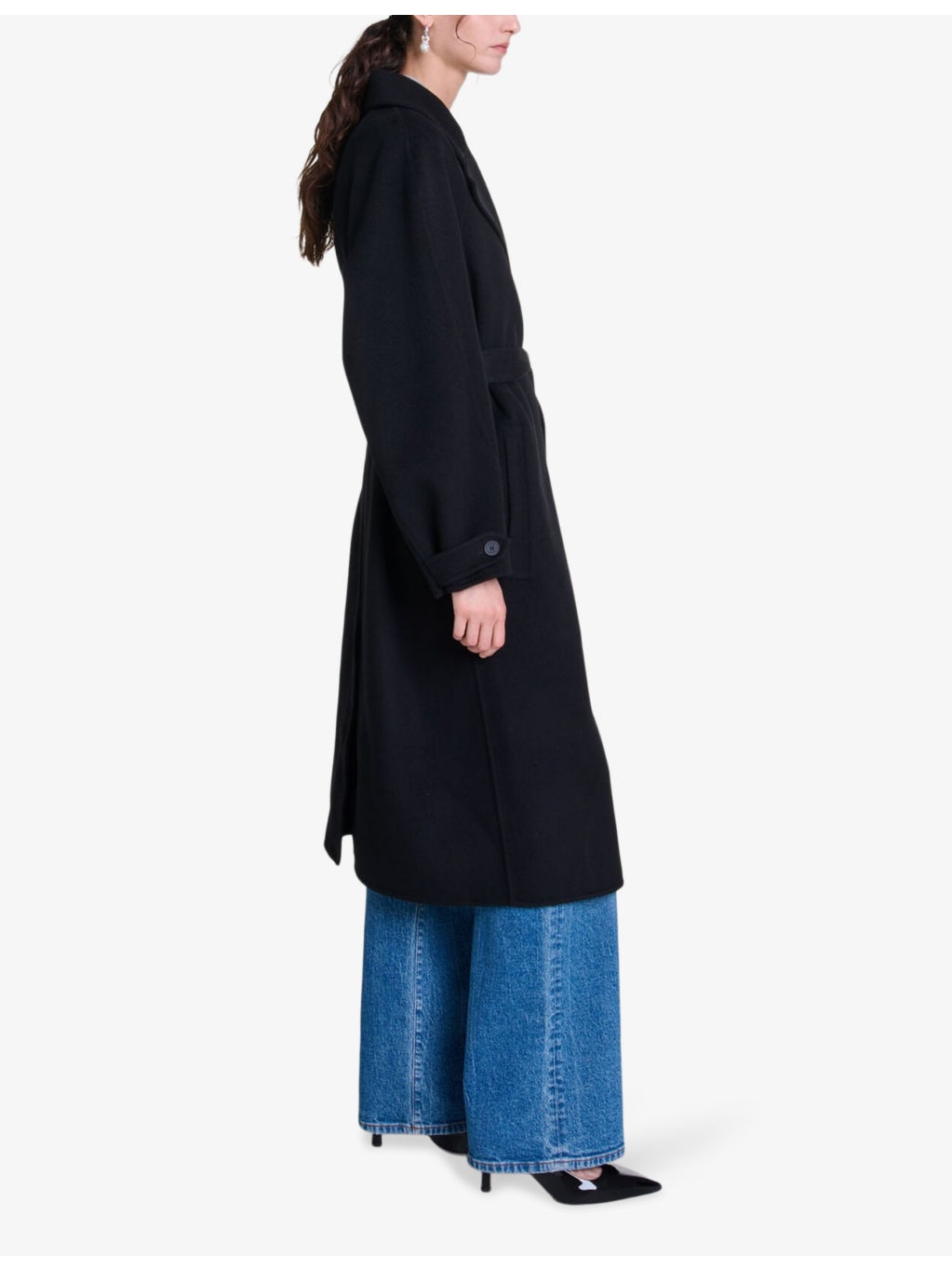 Notched-lapels detachable-belt regular-fit wool-blend coat - 3