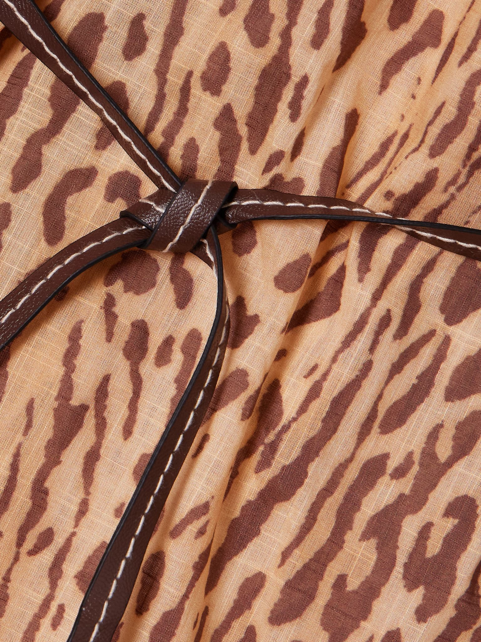 Cascadian belted leopard-print cotton-voile tunic Leopard print - 4