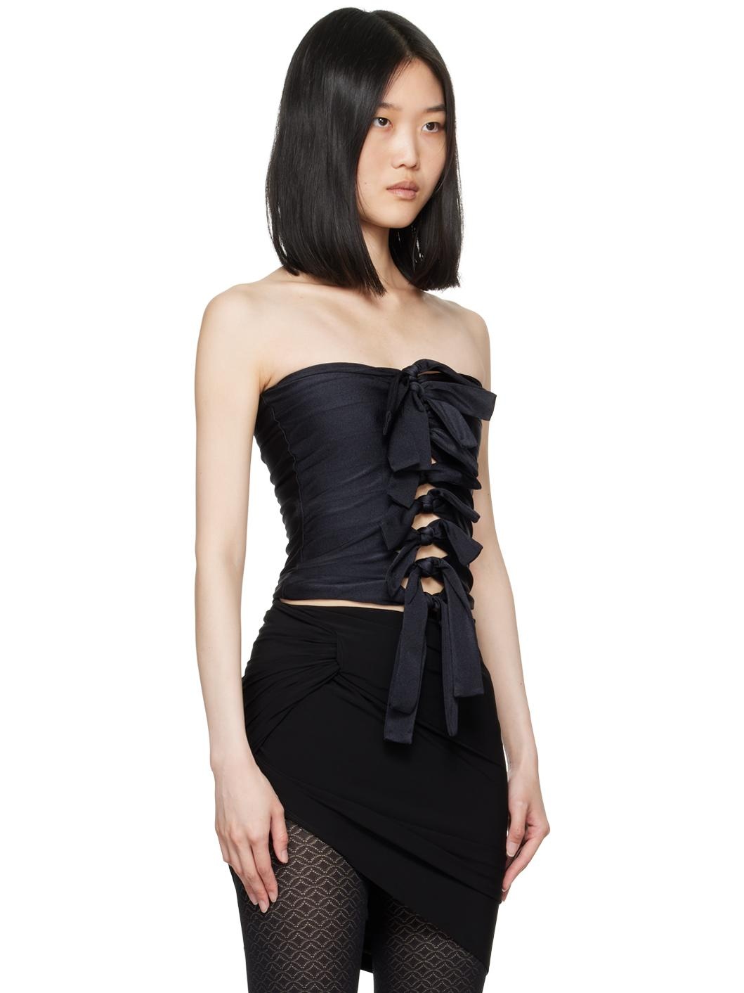 Black Knotted Gala Tube Top - 2