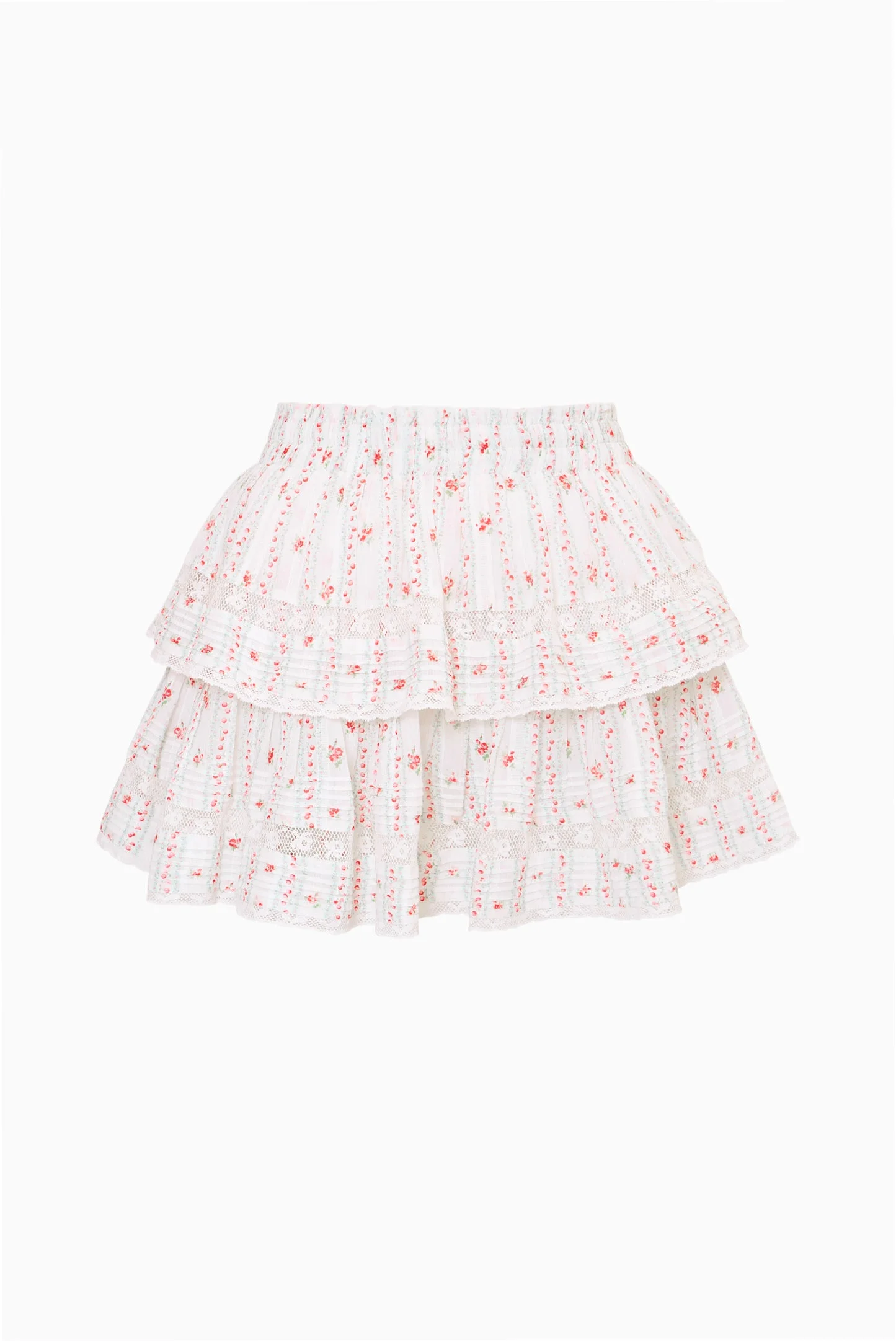 Cherry Stripe Ruffle Mini Skirt - 1