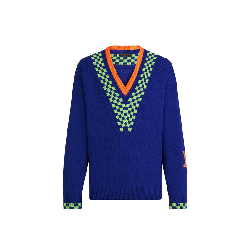Damier Jacquard V-Neck 1