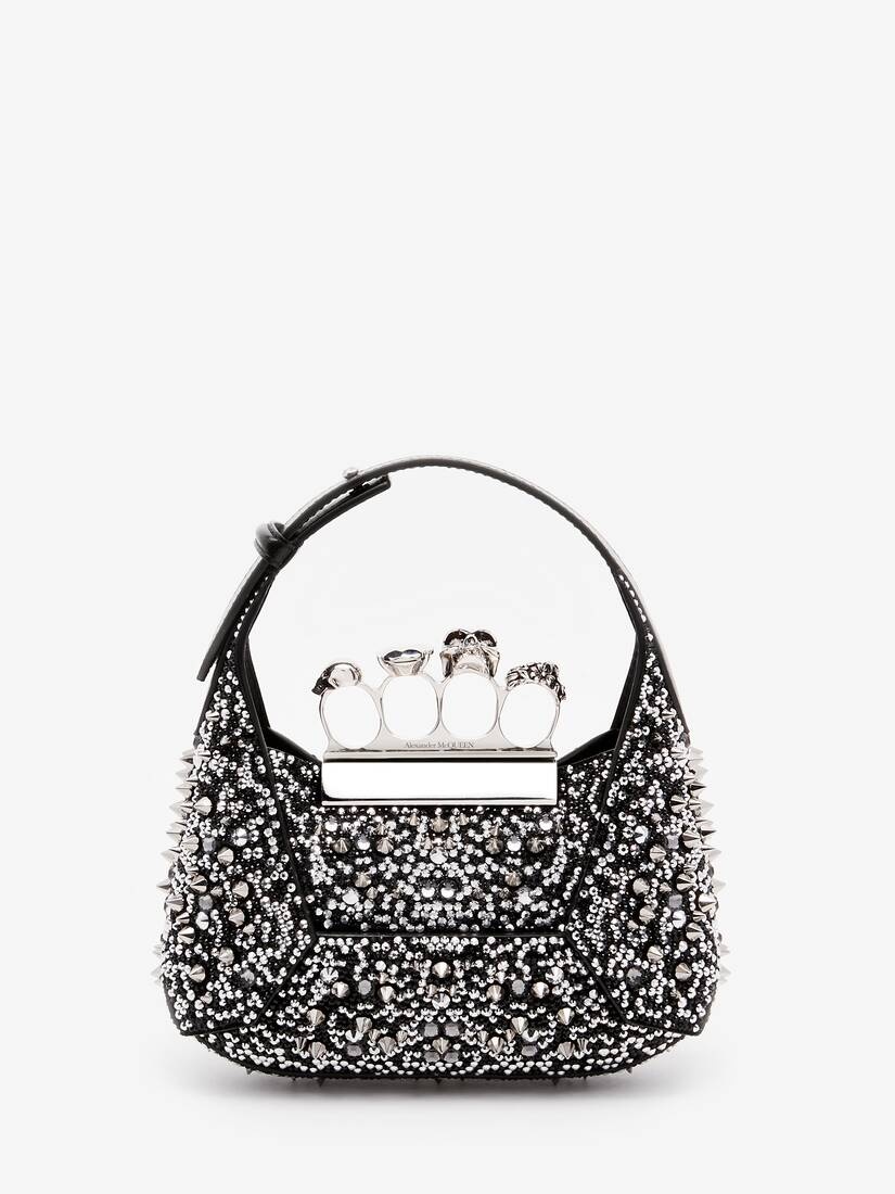 Alexander McQueen Jewelled Hobo Mini Leather Shoulder Bag