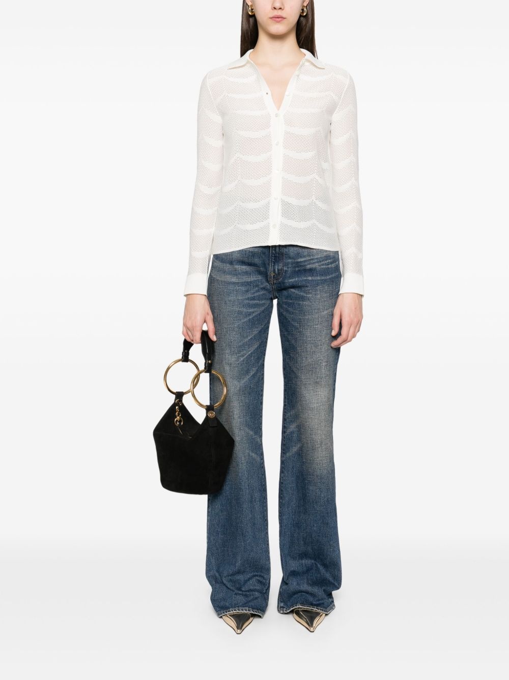 open-knit shirt - 2