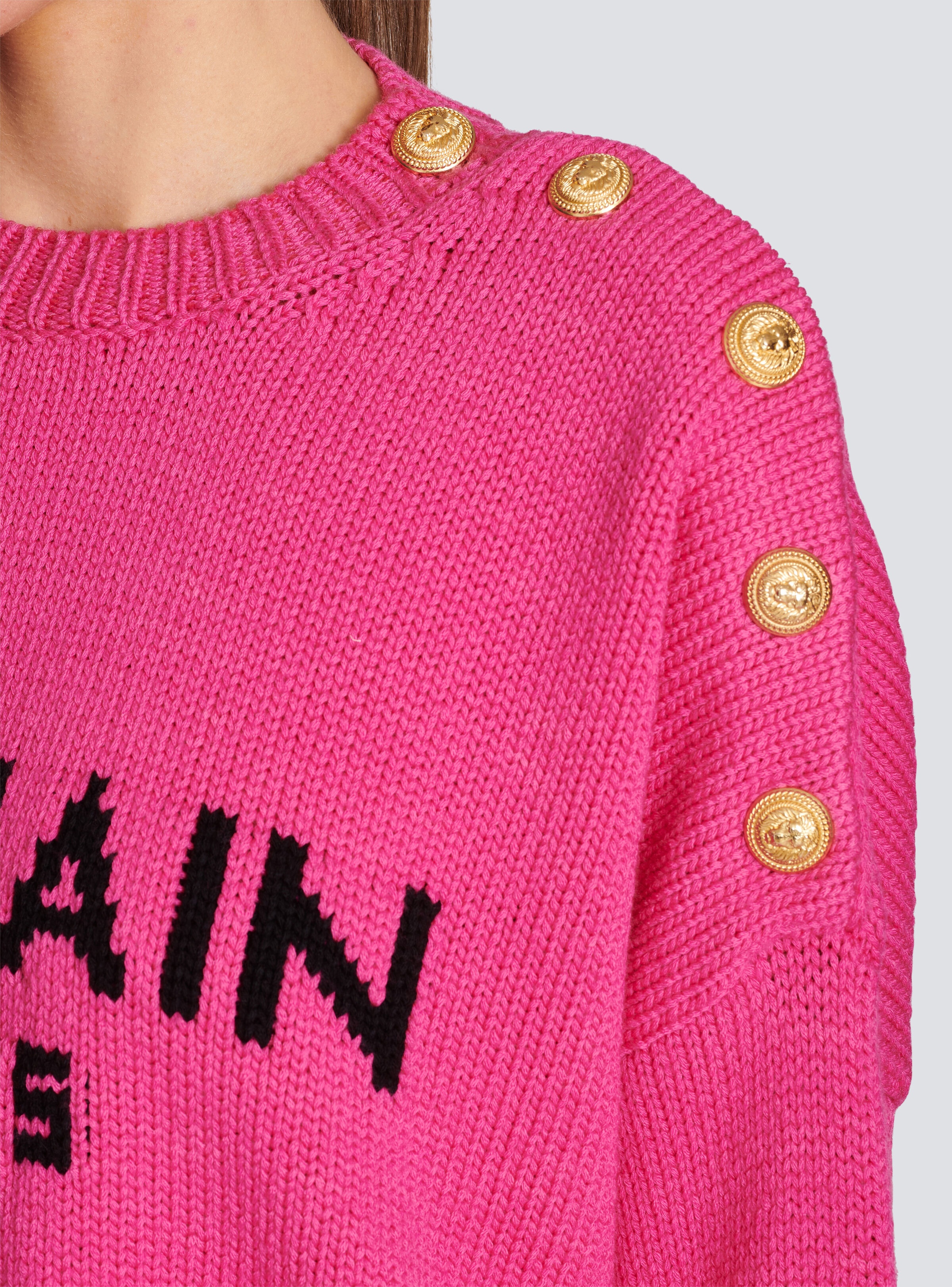 Balmain logo cropped knit jumper - 8